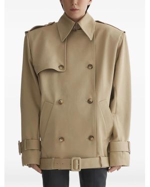 Mugler Buckle Double-Breasted Jacket - Natural