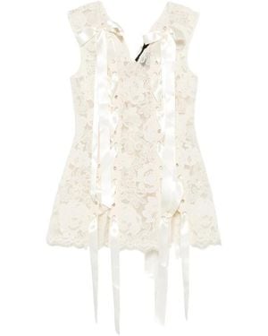 Simone Rocha Heavy Lace-Overlay Lace-Up Top - White