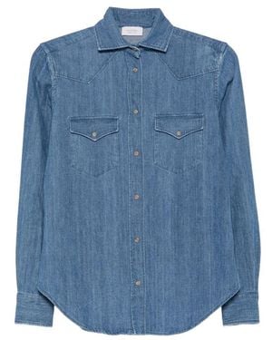 Mazzarelli Western-Style Denim Shirt - Blue
