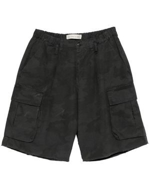 Stay Human On Earth Camouflage-Print Cargo Shorts - Black