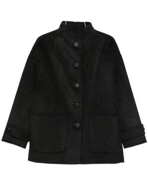 The Dynamis Studio High-Neck Patch-Pocket Coat - Black