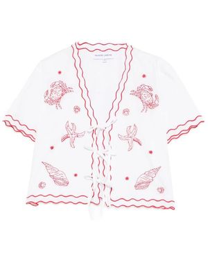 Maison Labiche Veneur Scalloped Embroidered Blouse - White