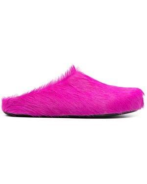 Marni Fussbet Sabot Calf-Hair Slippers - Pink