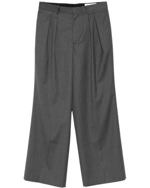 Tonywack Striped Pleated Tailored Trousers - Grey