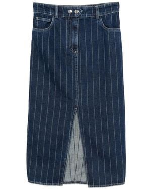 Ba&sh Pinstripe Denim Midi Skirt - Blue
