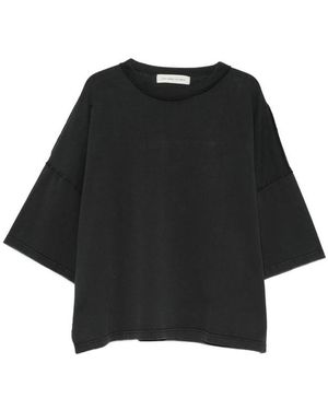 Stay Human On Earth Raw-Edge Drop-Shoulder T-Shirt - White