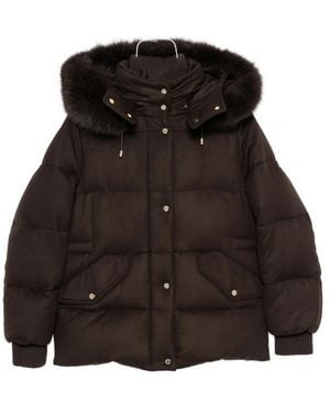 Moorer Attica Fur-Trim Hooded Jacket - Black