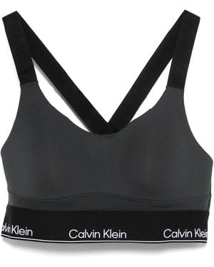 Calvin Klein Logo-Waistband Sports Bra - Black