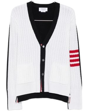 Thom Browne 4-Bar Cable-Knit Cardigan - Black
