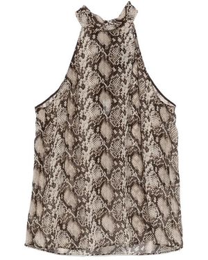 Nili Lotan Snake-Pattern Halter-Neck Top - Brown