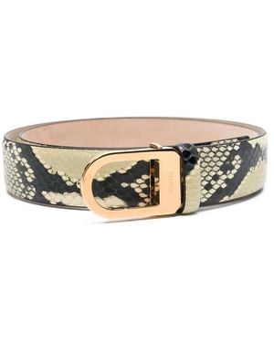 KHAITE Snakeskin-Effect Buckled Belt - Metallic