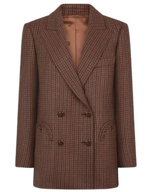 Blazé Milano Check-Pattern Double-Breasted Jacket - Brown