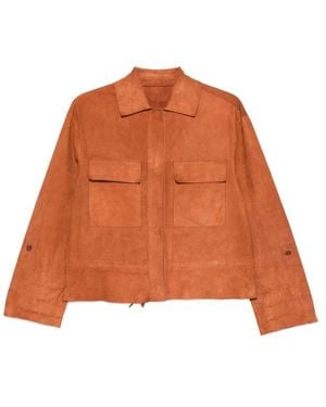 SANTORO Flap-Pocket Suede Jacket - Orange
