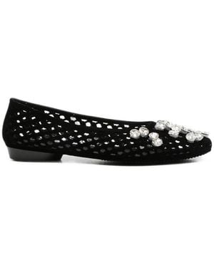HEAVENLY JELLY Lustre Crystal-Embellished Laser-Cut Ballet Flats - Black