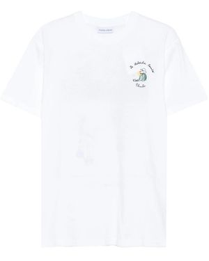 Maison Labiche Embroidered-Cactus T-Shirt - White
