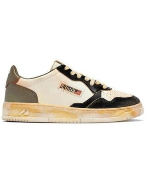 Autry Medalist Super Vintage Perforated-Toe Sneakers - Natural
