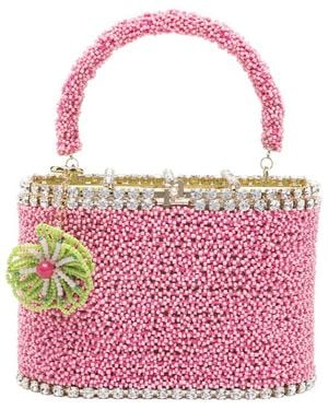 Rosantica Mini Beaded Flower Tote Bag - Pink