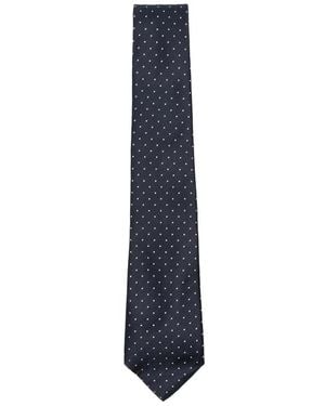 Canali Polka-Dot Silk Tie - Blue