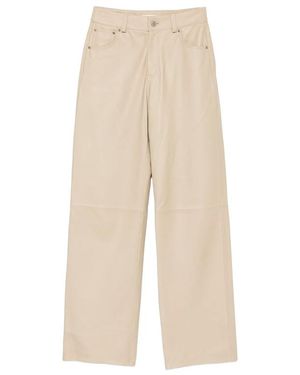 By Malene Birger Wide-Leg Leather Trousers - Natural