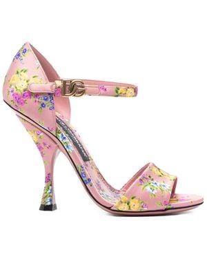 Dolce & Gabbana Keira Floral Buckle Sandals - Pink