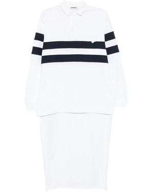 DARKPARK Jill Stripe-Detail Asymmetric Polo Top - White