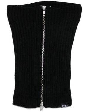 MM6 by Maison Margiela Ribbed-Knit Zipped Neck Warmer - Black