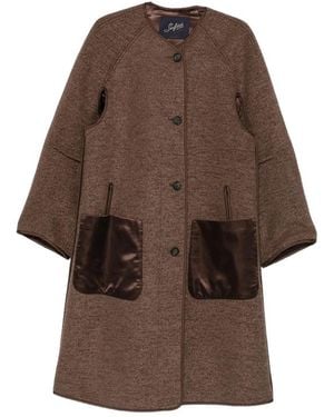 The Seafarer Hepburn Contrast-Pocket Panelled Coat - Brown