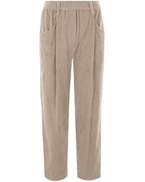 Brunello Cucinelli Straight-Leg Corduroy Trousers - Natural