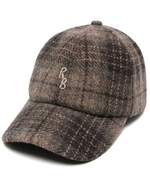 Ruslan Baginskiy Check-Pattern Monogram-Embroidered Baseball Cap - Brown