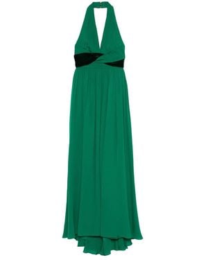 Elie Saab V-Neck A-Line Maxi Dress - Green