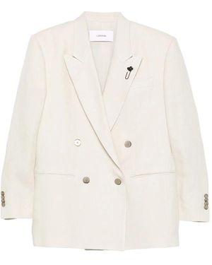 Lardini Cameron Pin-Detail Double-Breasted Blazer - White