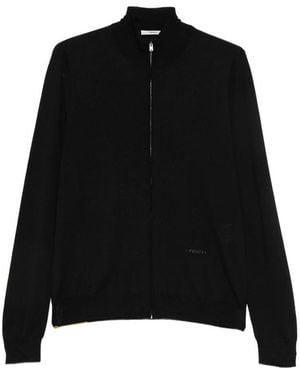 Fendi Zip Front Fine Merino Cardigan - Black