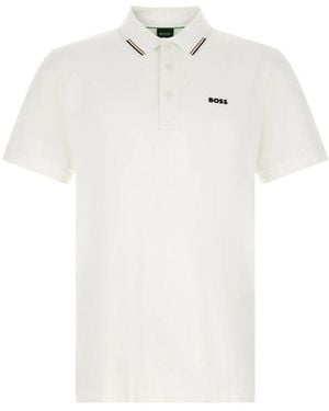 BOSS Swing Paddy Logo-Print Polo Shirt - White