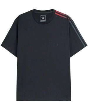 Y-3 Gradient-Stripe Logo-Print T-Shirt - Black