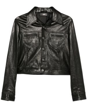 Amiri Button-Up Leather Jacket - Black
