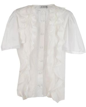 LES FILLES D'EVA Ruffled Lace Blouse - White
