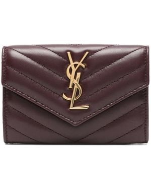 Saint Laurent Cassandre Quilted Logo Wallet - Purple