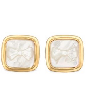 ShuShu/Tong X Yvmin Bow-Motif Square Earrings - Natural
