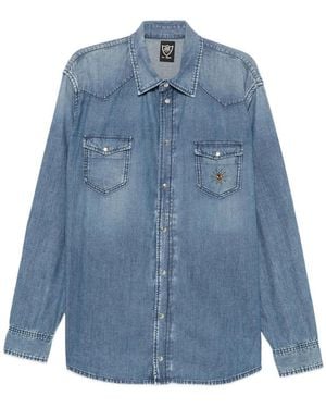 HTC Embellished Western-Yoke Shirt - Blue