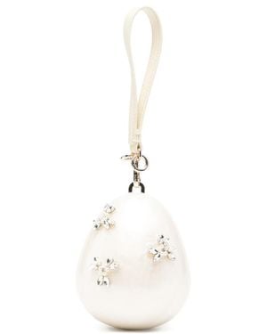 Simone Rocha Crystal-Embellished Egg Tote Bag - White