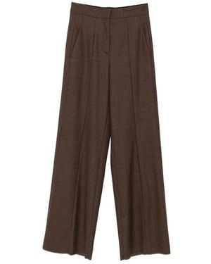 The Seafarer April Pressed-Crease Wide-Leg Pants - Brown