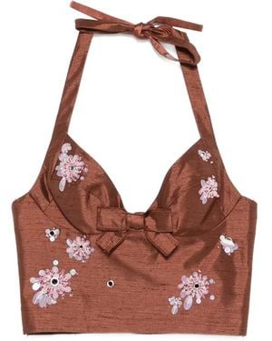 ShuShu/Tong Cropped Halterneck Top - Brown