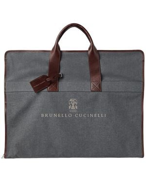 Brunello Cucinelli Leather-Trimmed Suit Carrier - Black