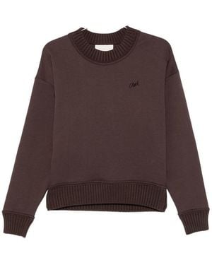 Closed Ribbed-Trim Logo-Embroidered Sweatshirt - Brown