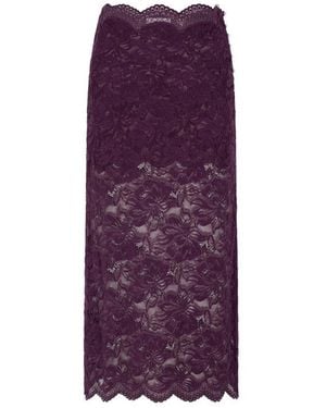 Rabanne Layered Lace Midi Skirt - Purple