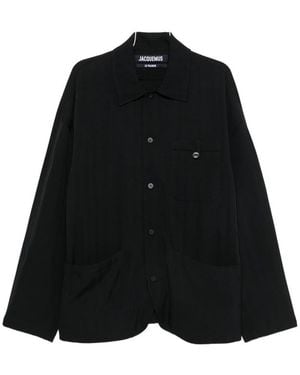 Jacquemus The Strada Patch-Pocket Shirt Jacket - Black