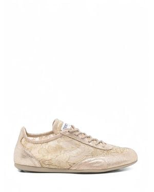 Jimmy Choo Lace-Panelled Metallic Trainers - Natural