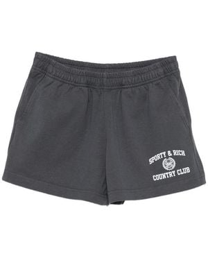 Sporty & Rich Logo-Print Elasticated Shorts - Grey