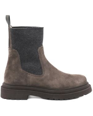 Brunello Cucinelli Suede Chelsea Boots - Brown