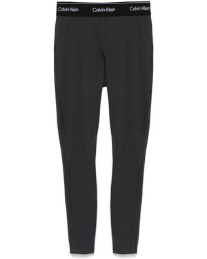 Calvin Klein Logo-Waistband Performance Leggings - Grey